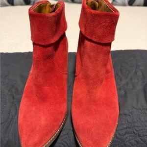 LUCKY BRAND Red Suede Ankle Boots, Booties